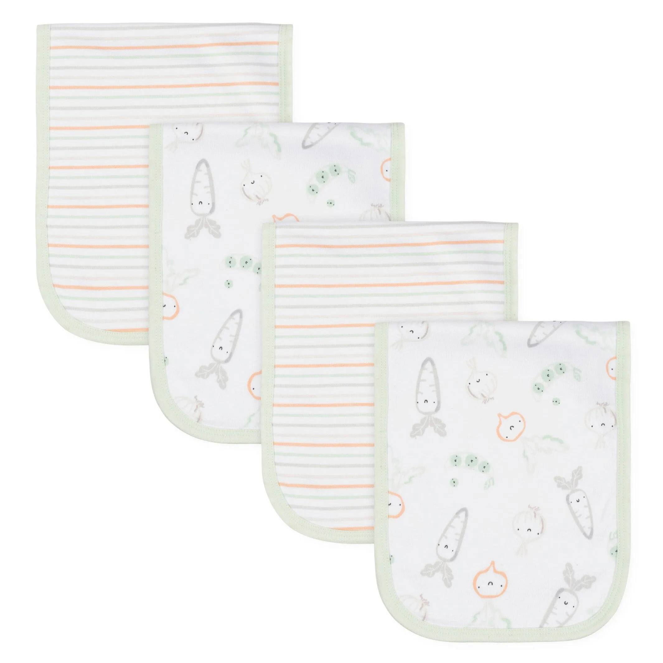 4-Pack Baby Neutral Vegetables Burp Cloths