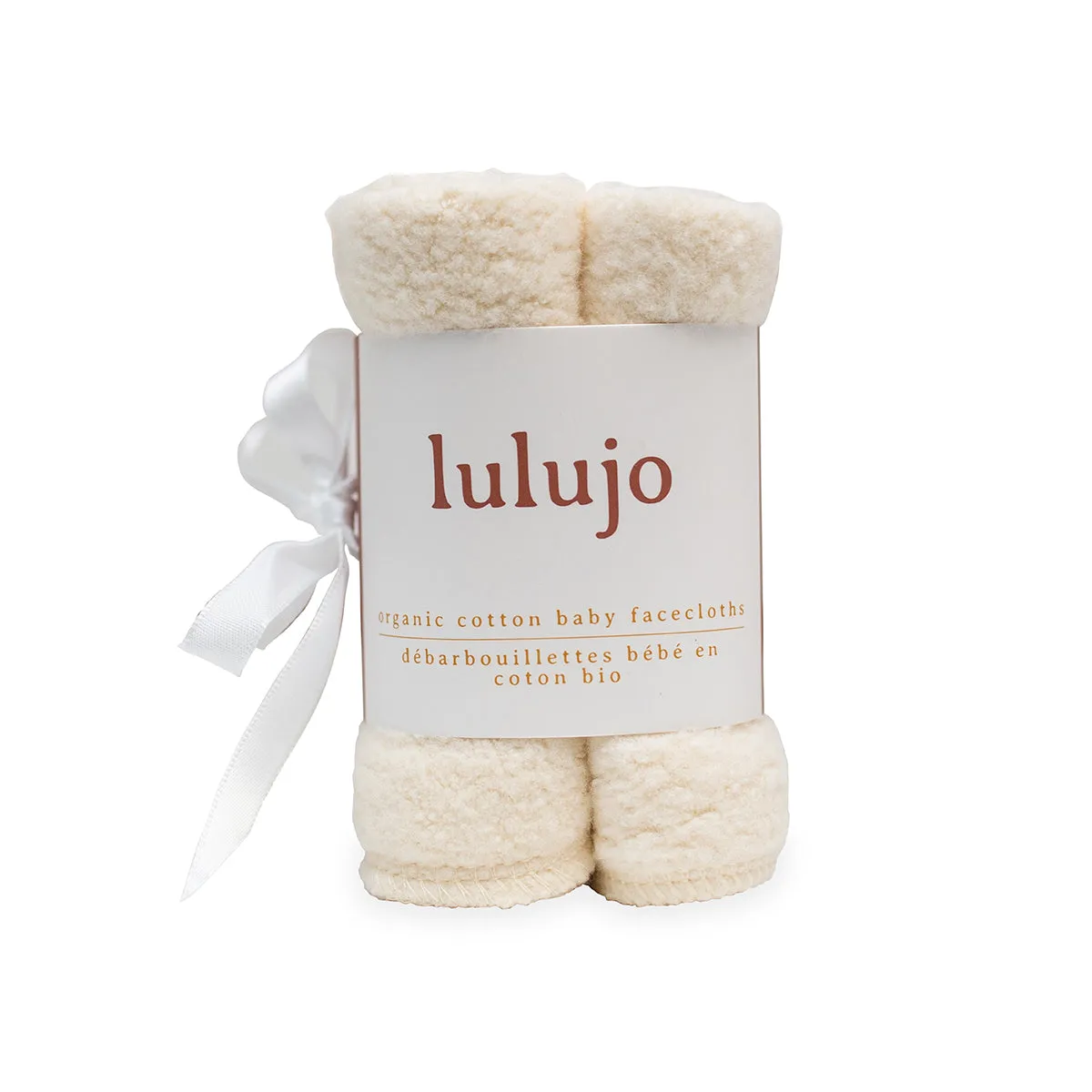 4 Pack Cream Organic Washcloths by Lulujo