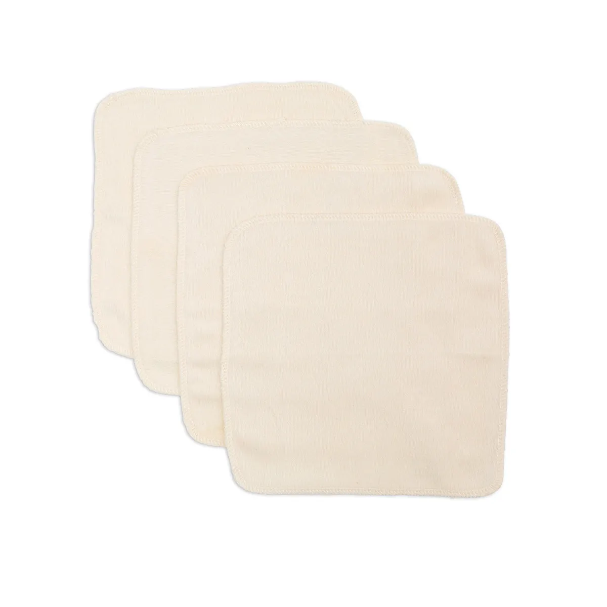 4 Pack Cream Organic Washcloths by Lulujo