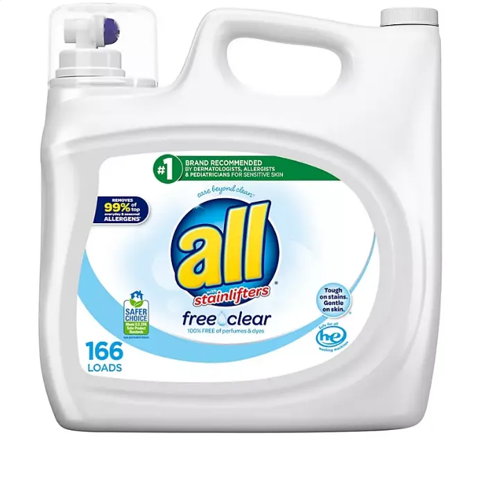 all Liquid Laundry Detergent Free Clear for Sensitive Skin (250 oz.,166 loads)