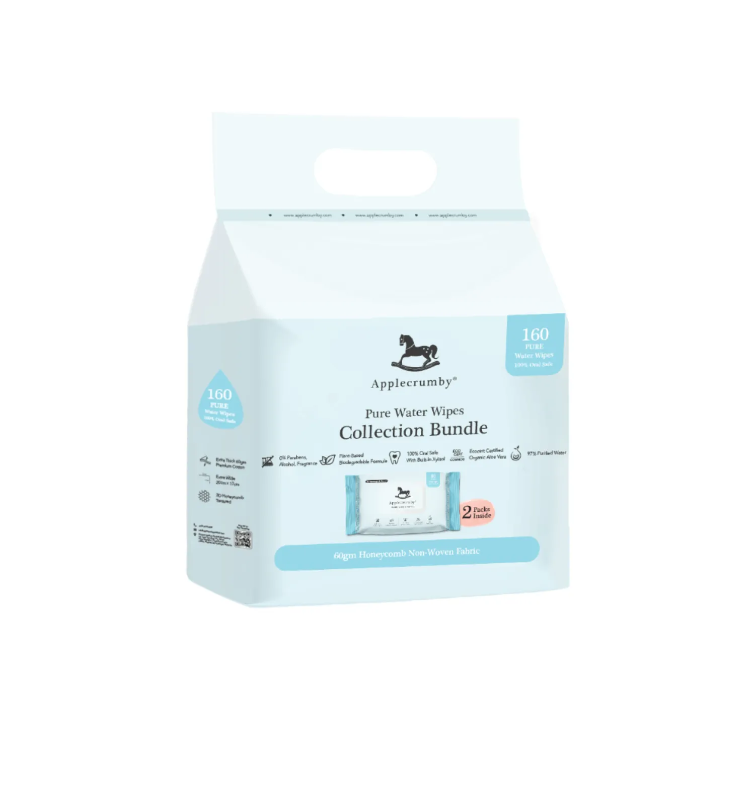 Applecrumby Pure Water Wipes 80Sx2 Twin Pack