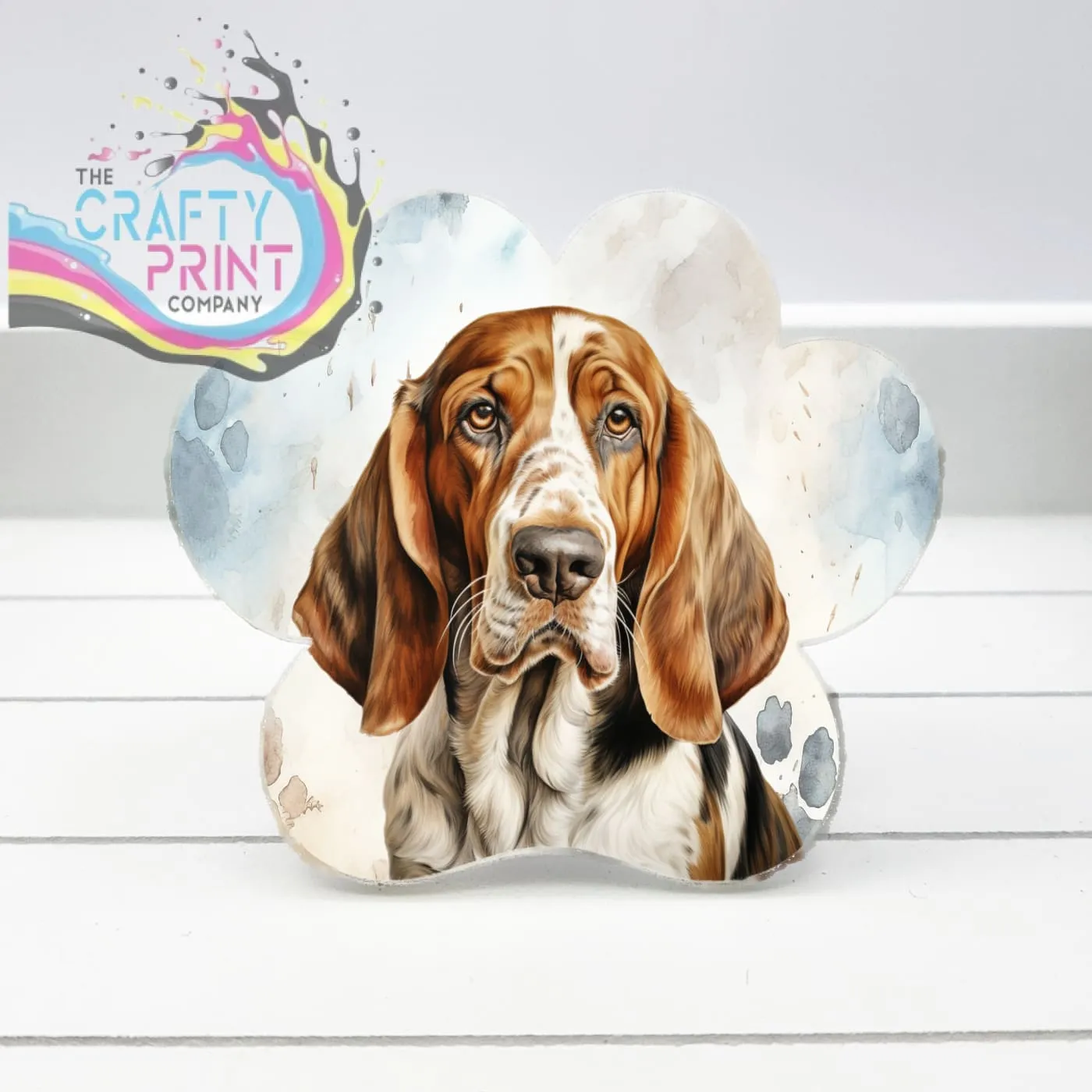 Basset Hound Acrylic Paw Print Car Vent Clip on Air Freshener