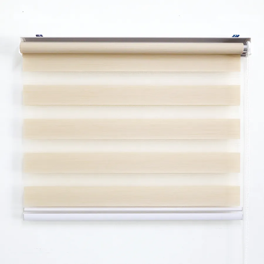 Beige Linen Zebra Semi-Blackout Blinds