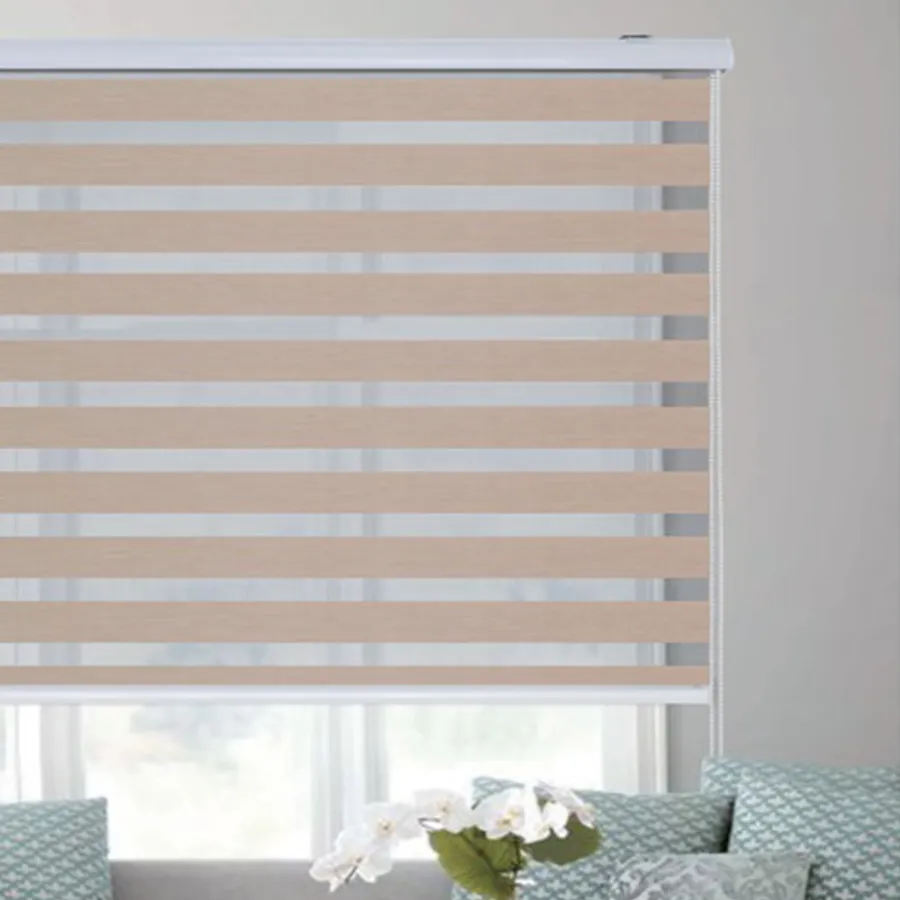 Beige Linen Zebra Semi-Blackout Blinds