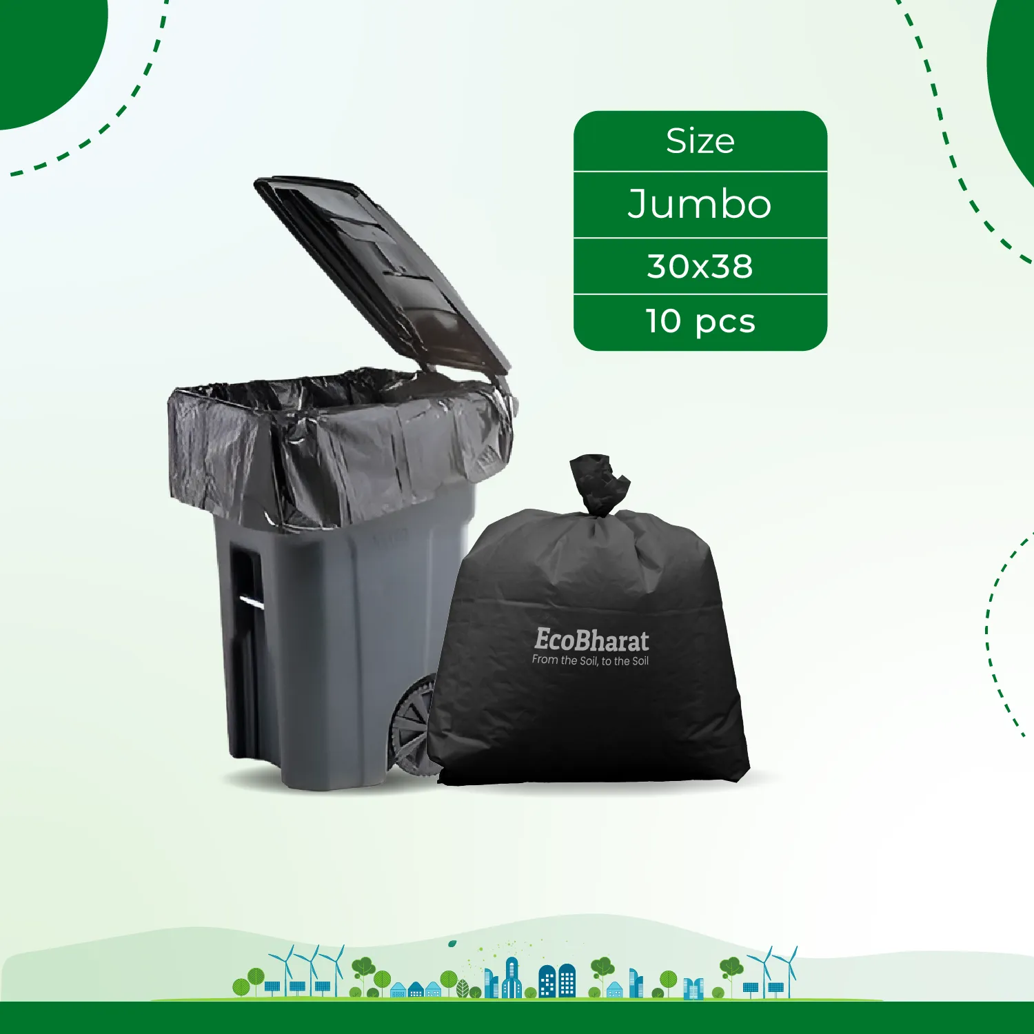 Biodegradable and Compostable Garbage Bags 30x38(10pcs)10kgCapacity