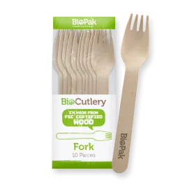 BioPak Wooden Fork 10 Pack