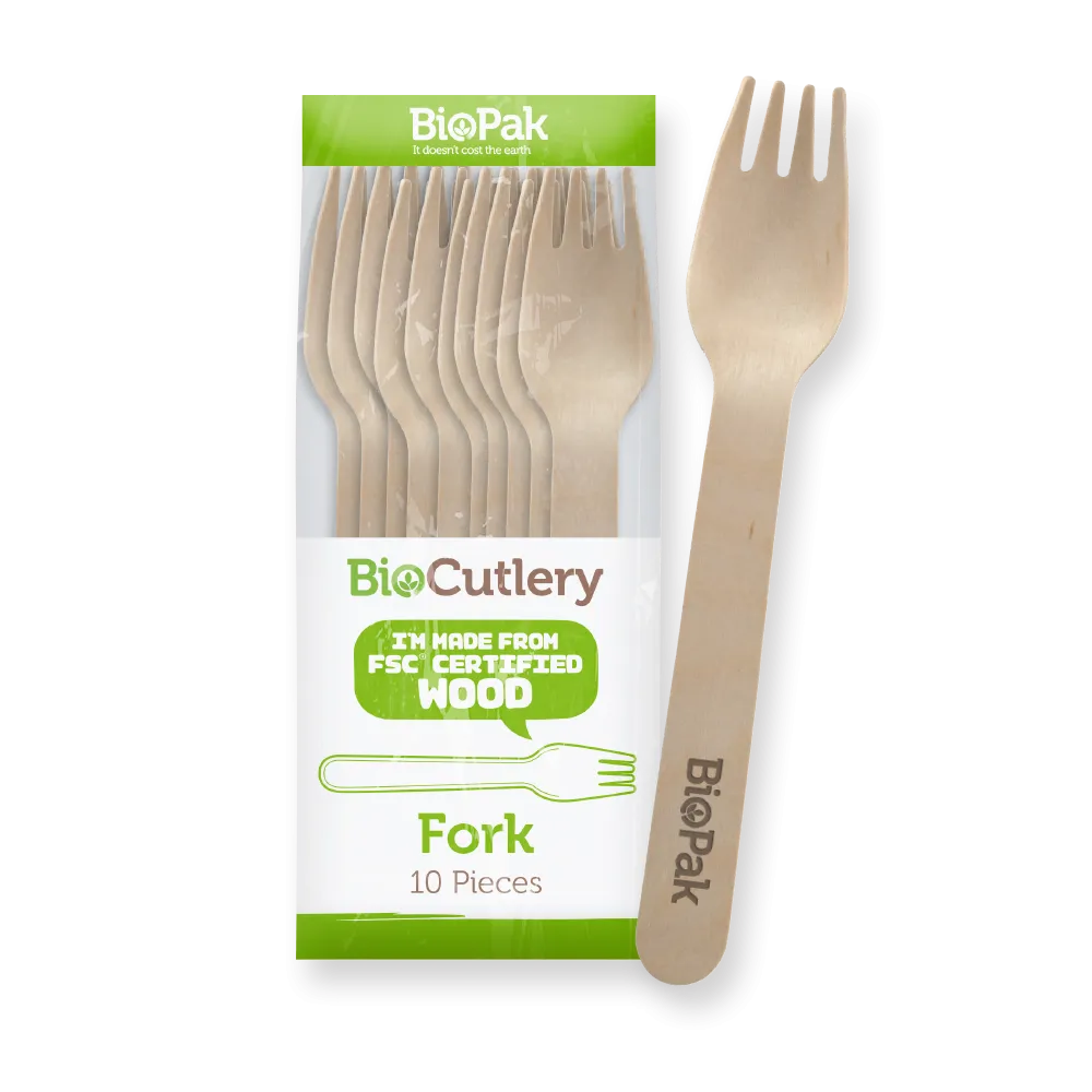 BioPak Wooden Fork 10 Pack