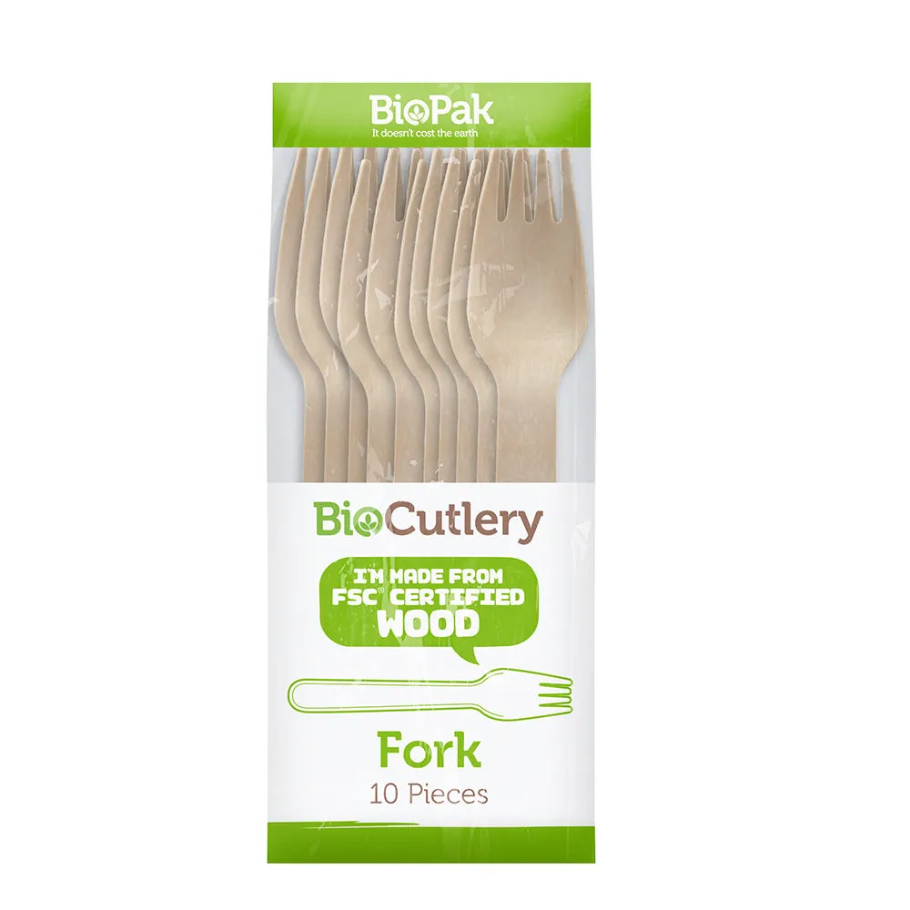 BioPak Wooden Fork 10 Pack