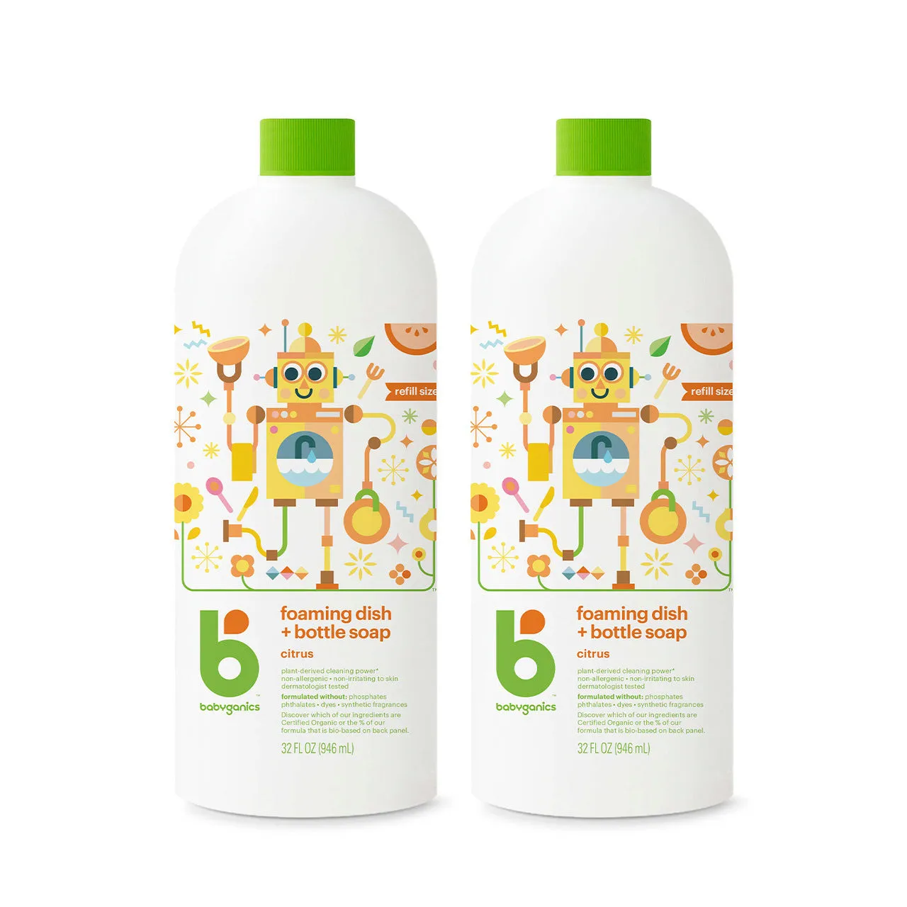 [Bundle of 2] Foaming Dish & Bottle Soap Refill, 946ml, Citrus