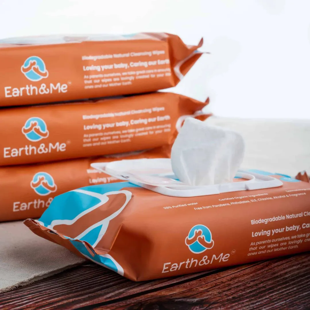 Earth & Me Biodegradable Natural Cleansing Wipes 50'S (99% Water)