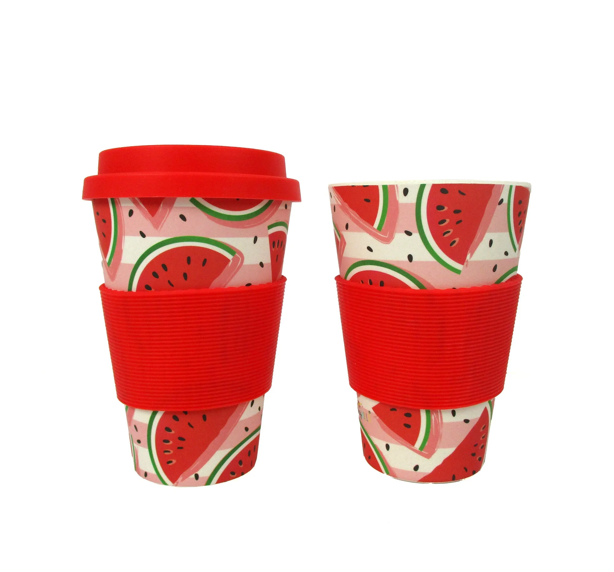 Eco-Friendly Reusable Plant Fiber Travel Mug with Watermelon Design