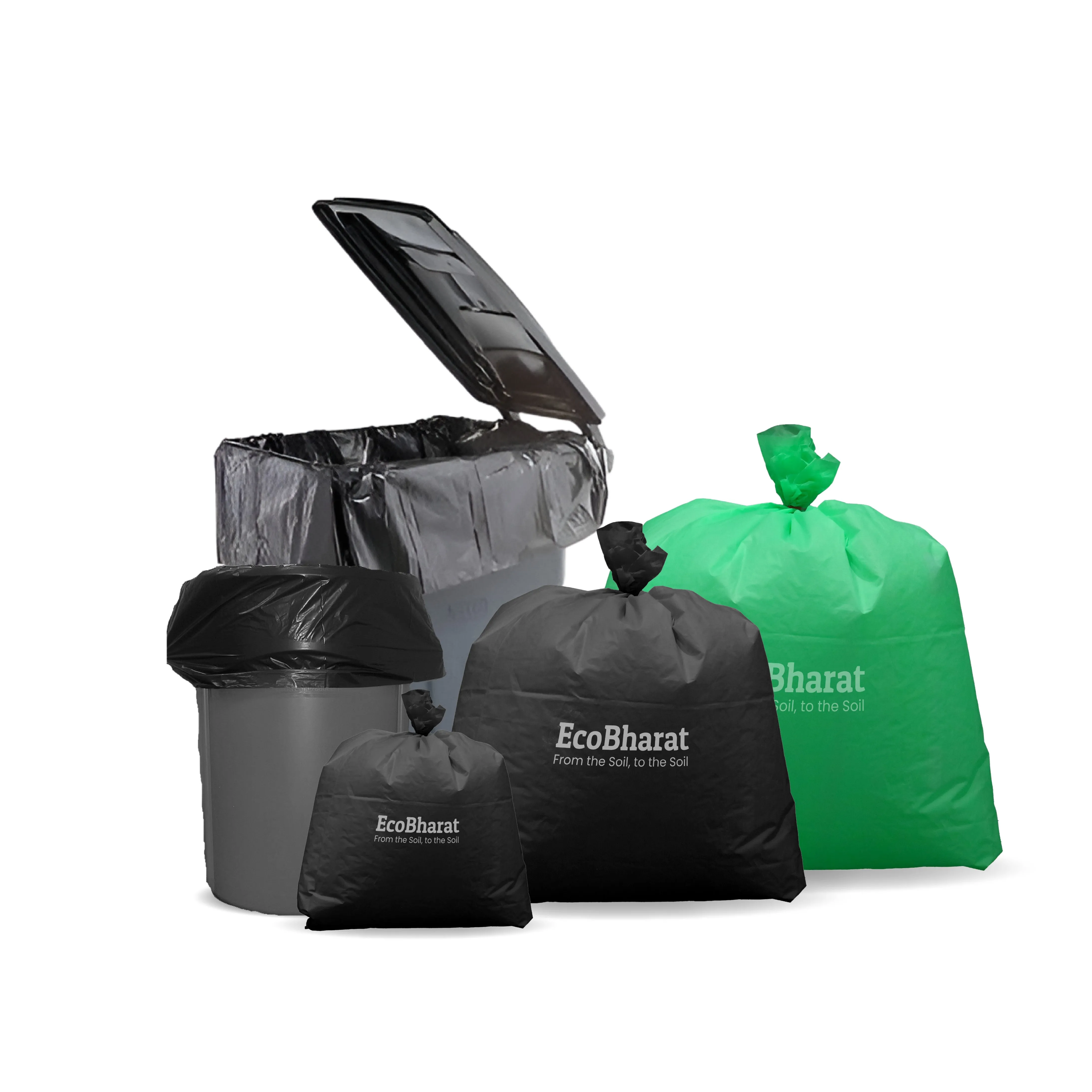 Ecobharat Bio degradable and compostable bags | 30x42 (9 pieces) | Black