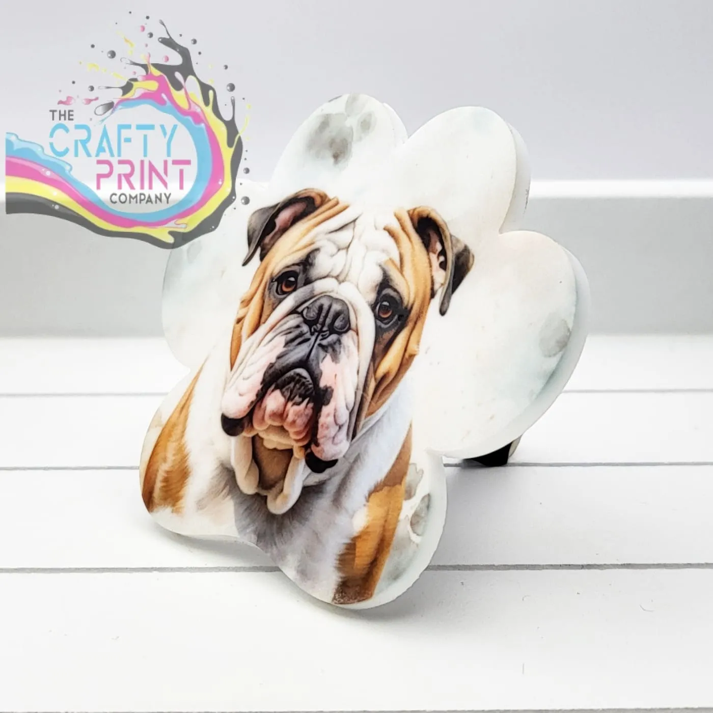 English Bulldog Acrylic Paw Print Car Vent Clip on Air Freshener