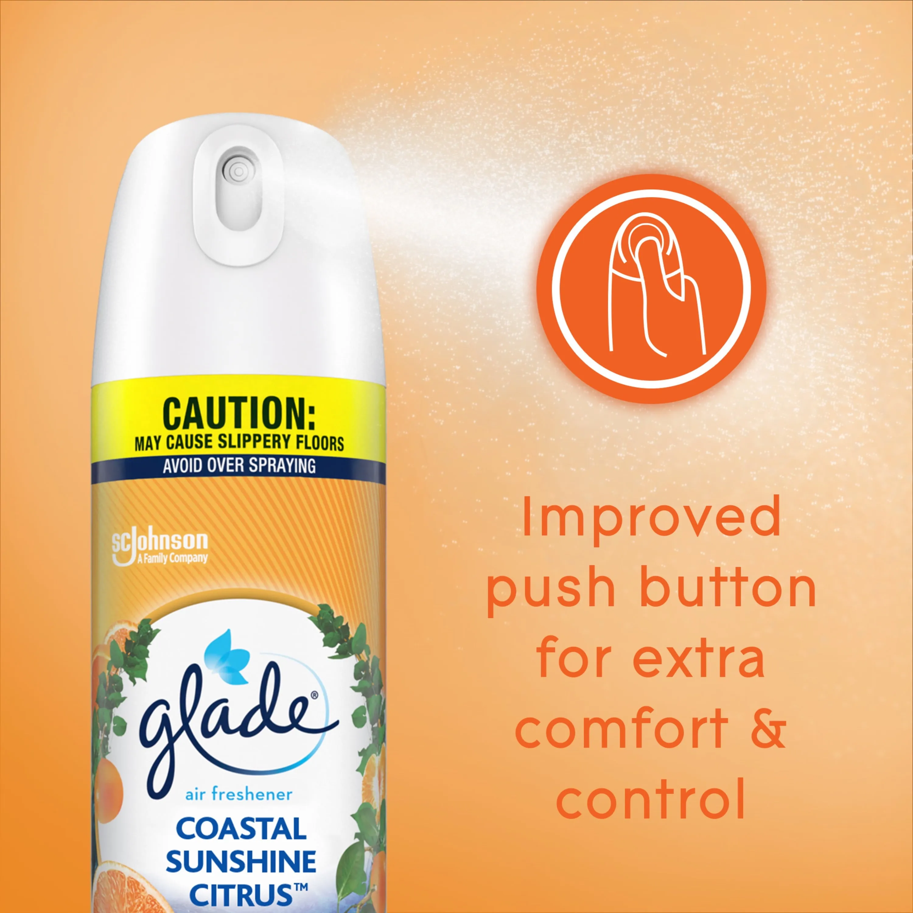 Glade Aerosol Spray, Air Freshener for Home, Coastal Sunshine Citrus Scent, Fragrance Infused with Essential Oils, Invigorating and Refreshing, with 100% Natural Propellent, 8.3 oz