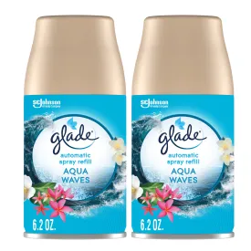 Glade Automatic Spray Refill, Air Freshener, Aqua Waves, 2 Refills, 2 x 6.2 Oz