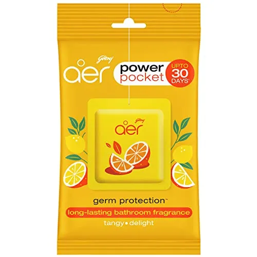 Godrej Aer Power Pocket Tangy Delight (10g) | Air Freshener - Bathroom and Toilet | Lasts 30 days