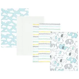 Hudson Baby Cotton Flannel Burp Cloths, Neutral New Elephant 4-Pack