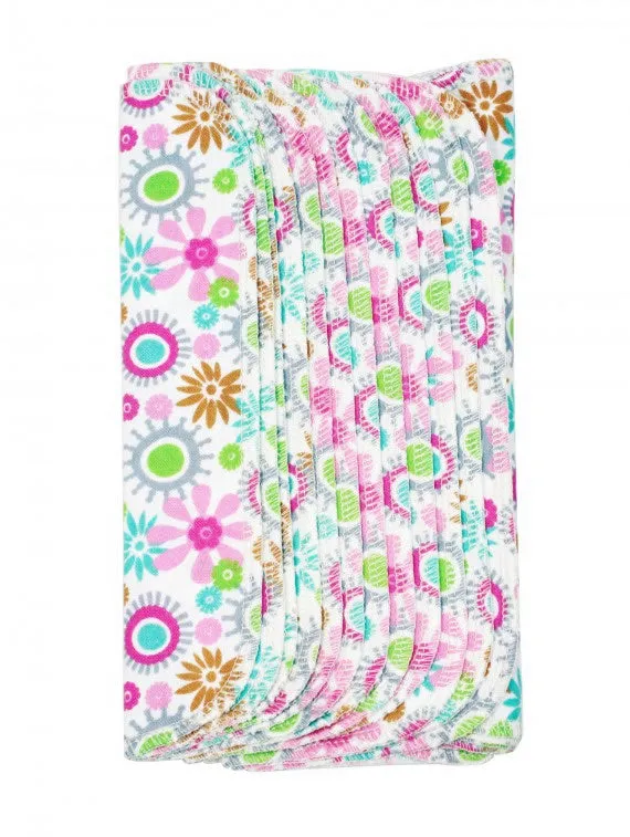 Imse Vimse Cotton Flannel 10 Reusable Wipes - Flower