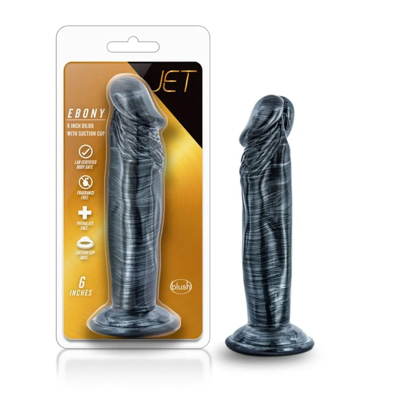 Jet - Ebony - 6 Inch Dildo - Carbon Metallic Black