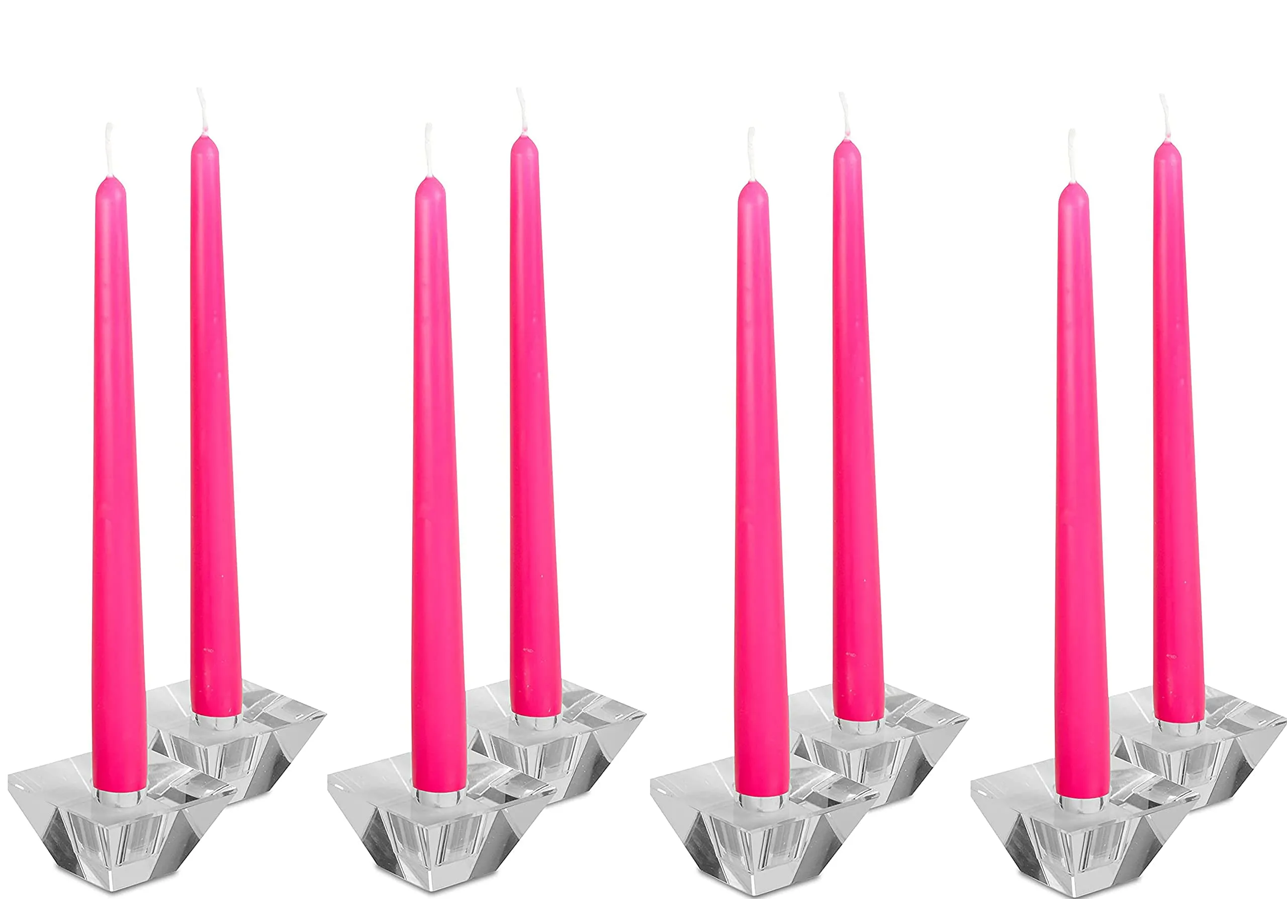 LUCES Paraffin Wax Pink Tall Taper Stick Candles Pillar Smokeless Dripless Scented for Party Home Dinner Table Decor Set of 8 Burn Time 8 Hour