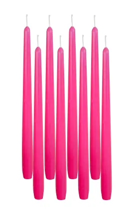 LUCES Paraffin Wax Pink Tall Taper Stick Candles Pillar Smokeless Dripless Scented for Party Home Dinner Table Decor Set of 8 Burn Time 8 Hour