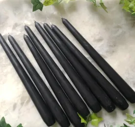 LUCES Set of 8 Black Tall Taper Stick Candles Pillar Smokeless Dripless Scented for Party Home Dinner Table Decor Burn Time 8 Hour