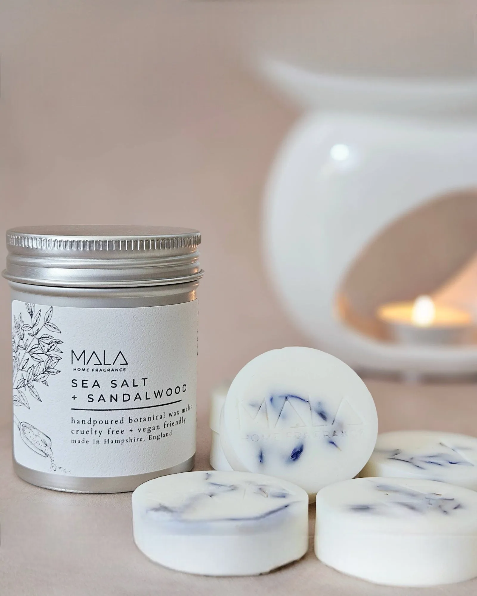 Mala Home Fragrance Luxury Wax Melt Tins - Sea Salt And Sandalwood