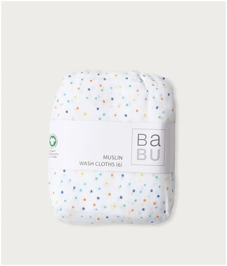 Muslin Wash Cloth (6pk) Confetti Prints