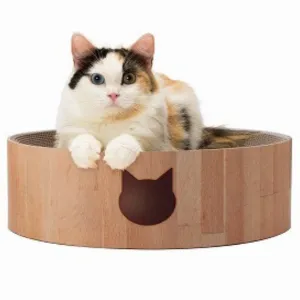 Necoichi Cozy Cat Scratcher Bowl, Oak