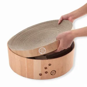 Necoichi Cozy Cat Scratcher Bowl, Oak