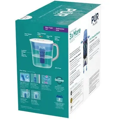 Open Box - PUR PLUS 11 Cup Water Pitcher Filtration System White/Blue PPT110WA