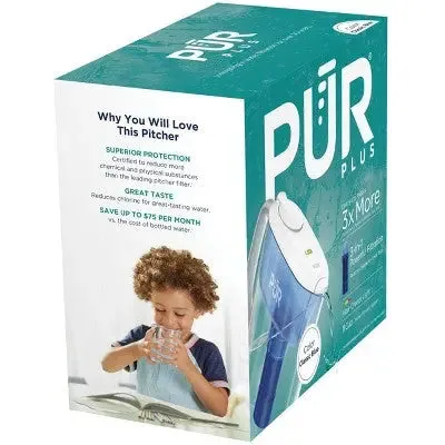 Open Box - PUR PLUS 11 Cup Water Pitcher Filtration System White/Blue PPT110WA