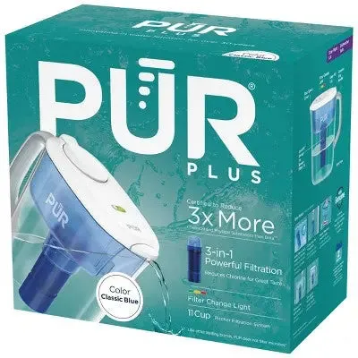 Open Box - PUR PLUS 11 Cup Water Pitcher Filtration System White/Blue PPT110WA