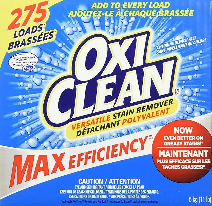 OxiClean Versatile Stain Remover Powder with Max Efficiency, 275 Loads, 11 lb. 5 kg Box