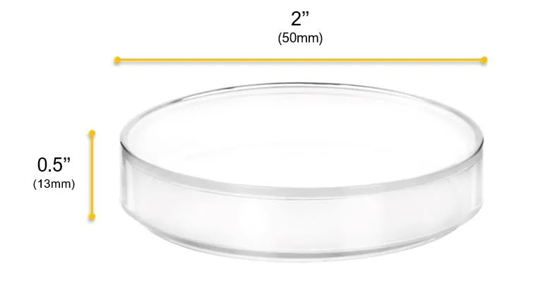 Petri Dish - 2" Diameter, 0.5" Depth - Polypropylene Plastic