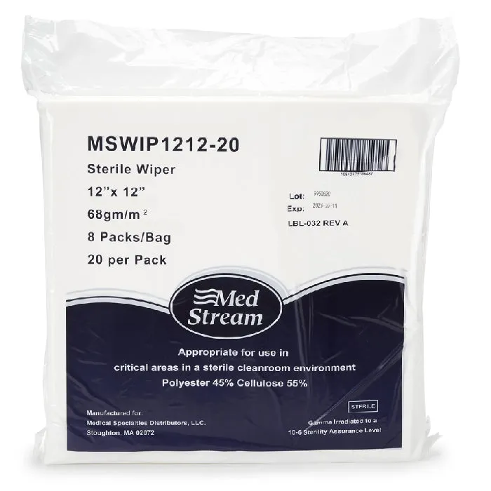 Sterile Gamma Irradiated Cleanroom Wipes ISO Class 5 White  12 x 12 Inch 150/Pack