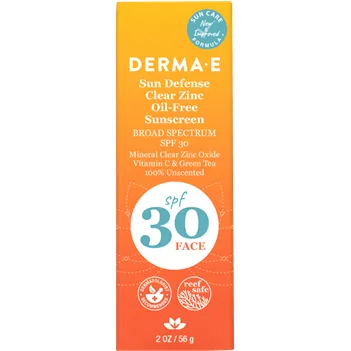 Sun Defense Clear Zinc SPF30 Face 2 oz by DermaE Natural Bodycare