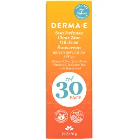 Sun Defense Clear Zinc SPF30 Face 2 oz by DermaE Natural Bodycare