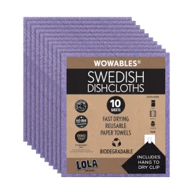 Swedish Dishcloths Biodegradable Reusable Paper Towels 10 Pk WIld Violet - Made in Germany