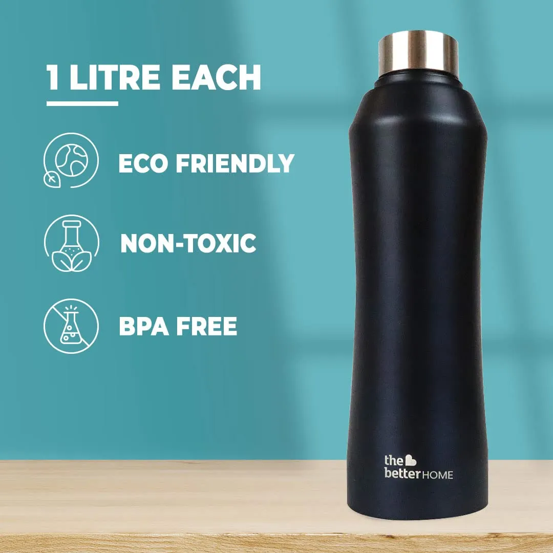 The Better Home Stainless Steel Water Bottle 1 Litre | Non-Toxic & BPA Free Water Bottles 1  Litre | Rust-Proof, Lightweight, Leak-Proof & Durable Steel Bottle For Home, Office & School (Pack of 10)