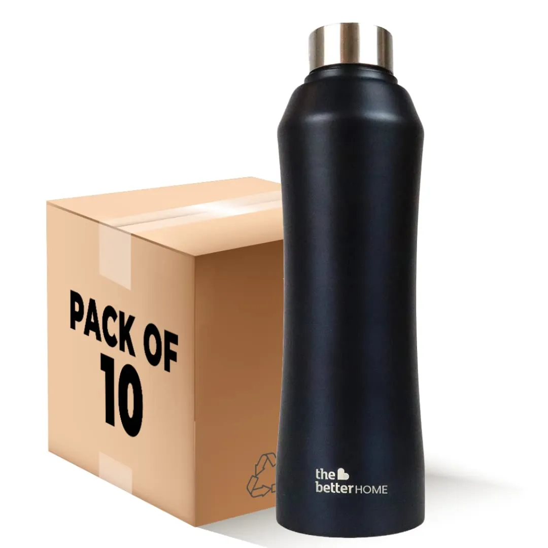 The Better Home Stainless Steel Water Bottle 1 Litre | Non-Toxic & BPA Free Water Bottles 1  Litre | Rust-Proof, Lightweight, Leak-Proof & Durable Steel Bottle For Home, Office & School (Pack of 10)