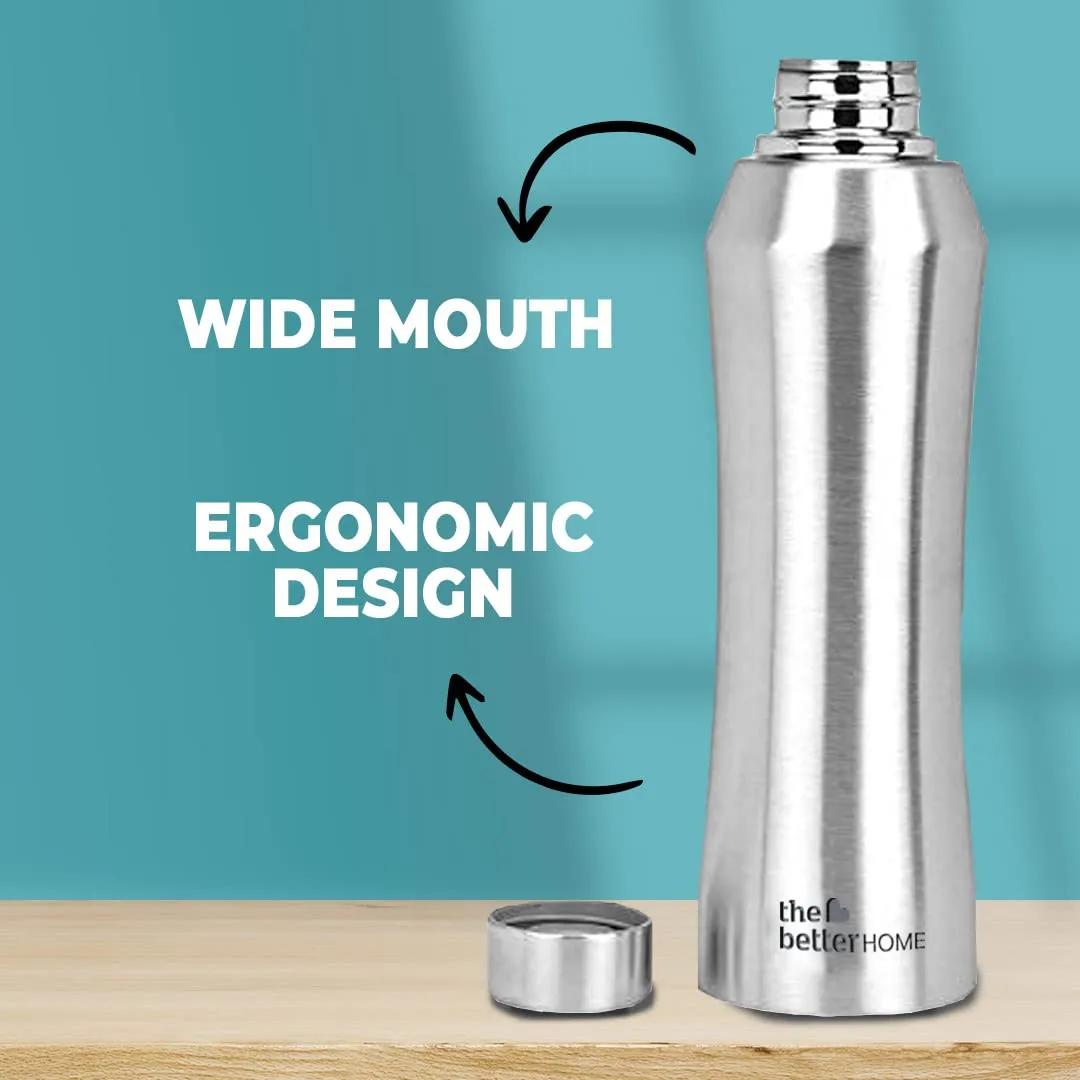 The Better Home Stainless Steel Water Bottle 1 Litre (Pack of 100) | Non-Toxic & BPA Free Water Bottles 1  Litre | Rust-Proof, Lightweight, Leak-Proof & Durable Steel Bottle For Home, Office & School