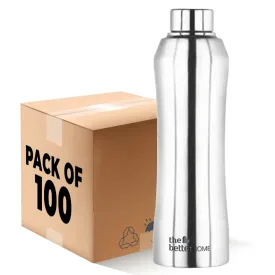 The Better Home Stainless Steel Water Bottle 1 Litre (Pack of 100) | Non-Toxic & BPA Free Water Bottles 1  Litre | Rust-Proof, Lightweight, Leak-Proof & Durable Steel Bottle For Home, Office & School