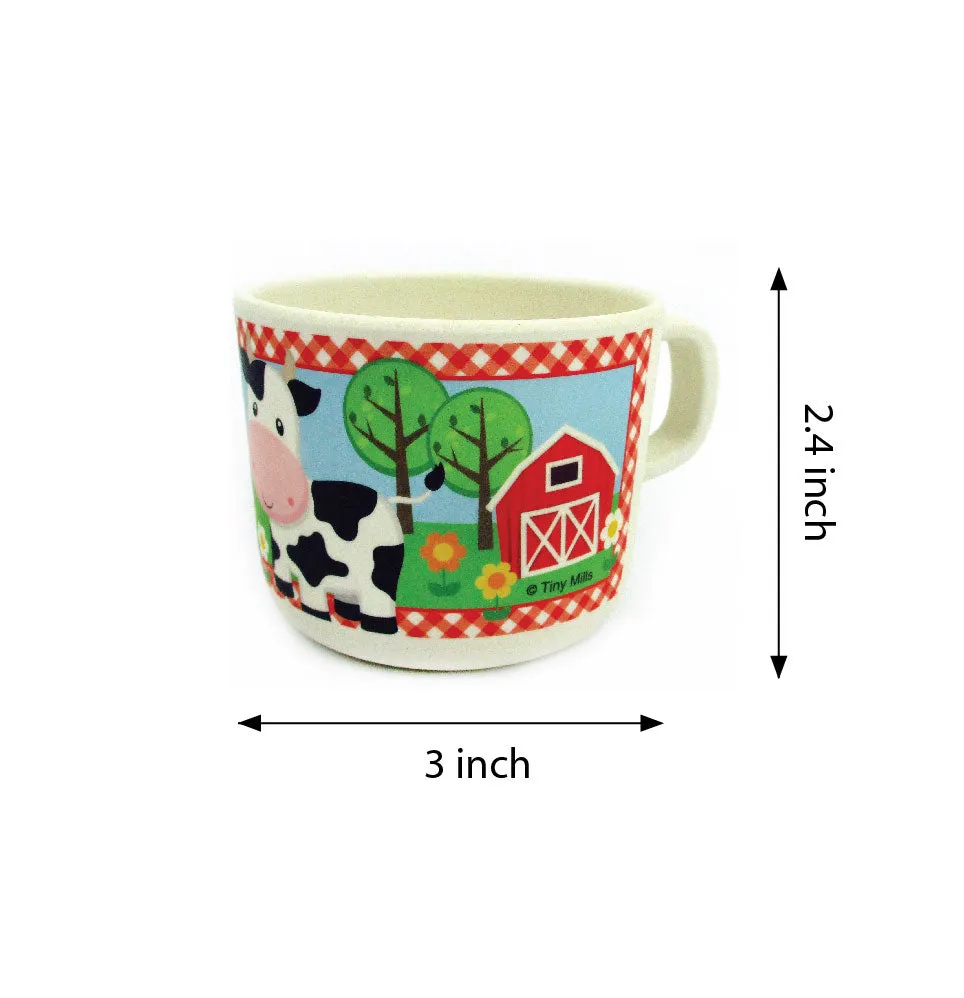 TINYMILLS 5-Piece Eco-Friendly Plant Fiber Dinnerware Set with Farm Animals Design