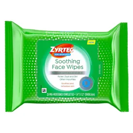 Zyrtec Soothing Non-Medicated Face Wipes With Micellar Water, 25 Pack